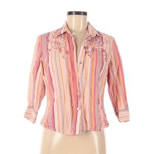 M Caribbean Joe Striped Top Tee Shirt Blouse O